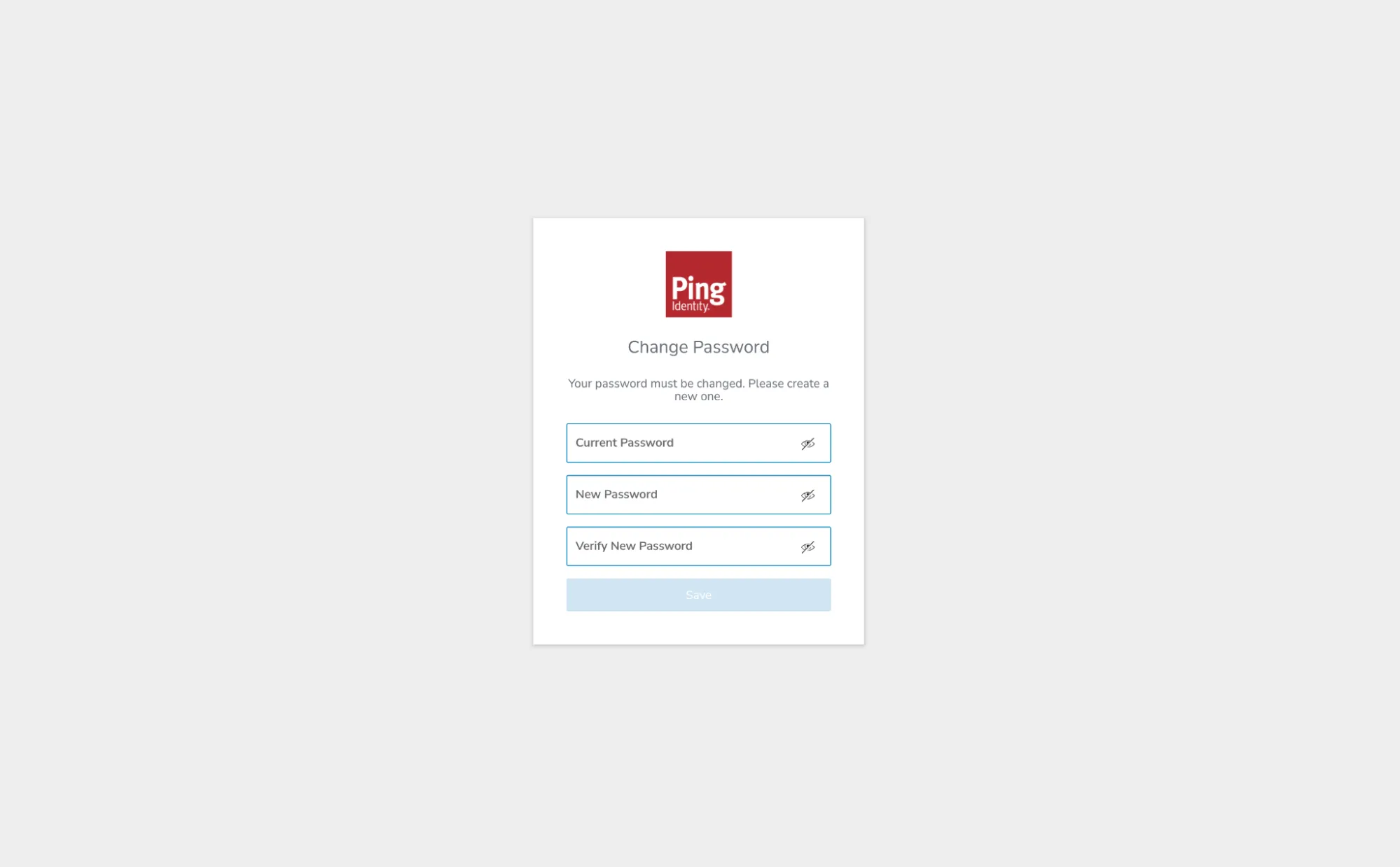 A screenshot of the user flow in which the admin is required to change their password