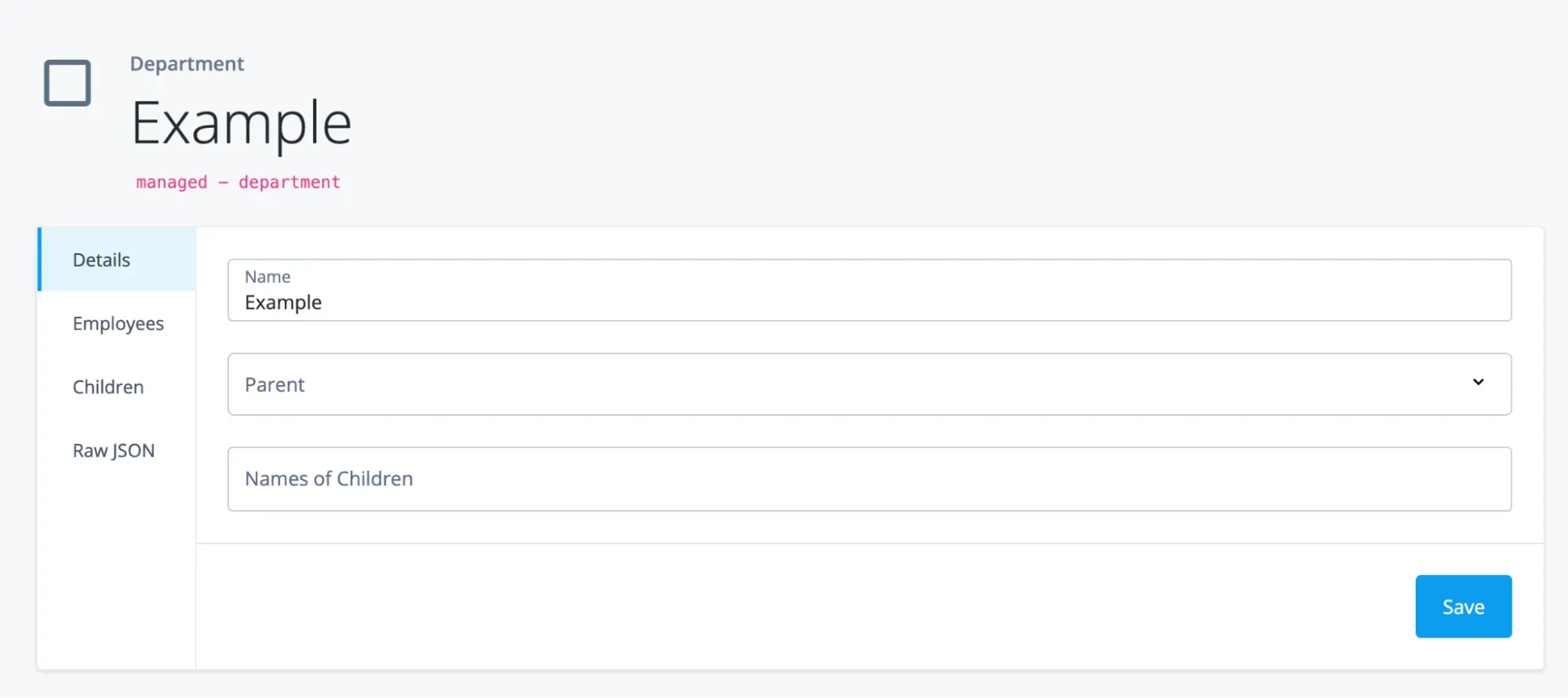 A screenshot of the Example object in which the RDVP has been created but no values have appeared