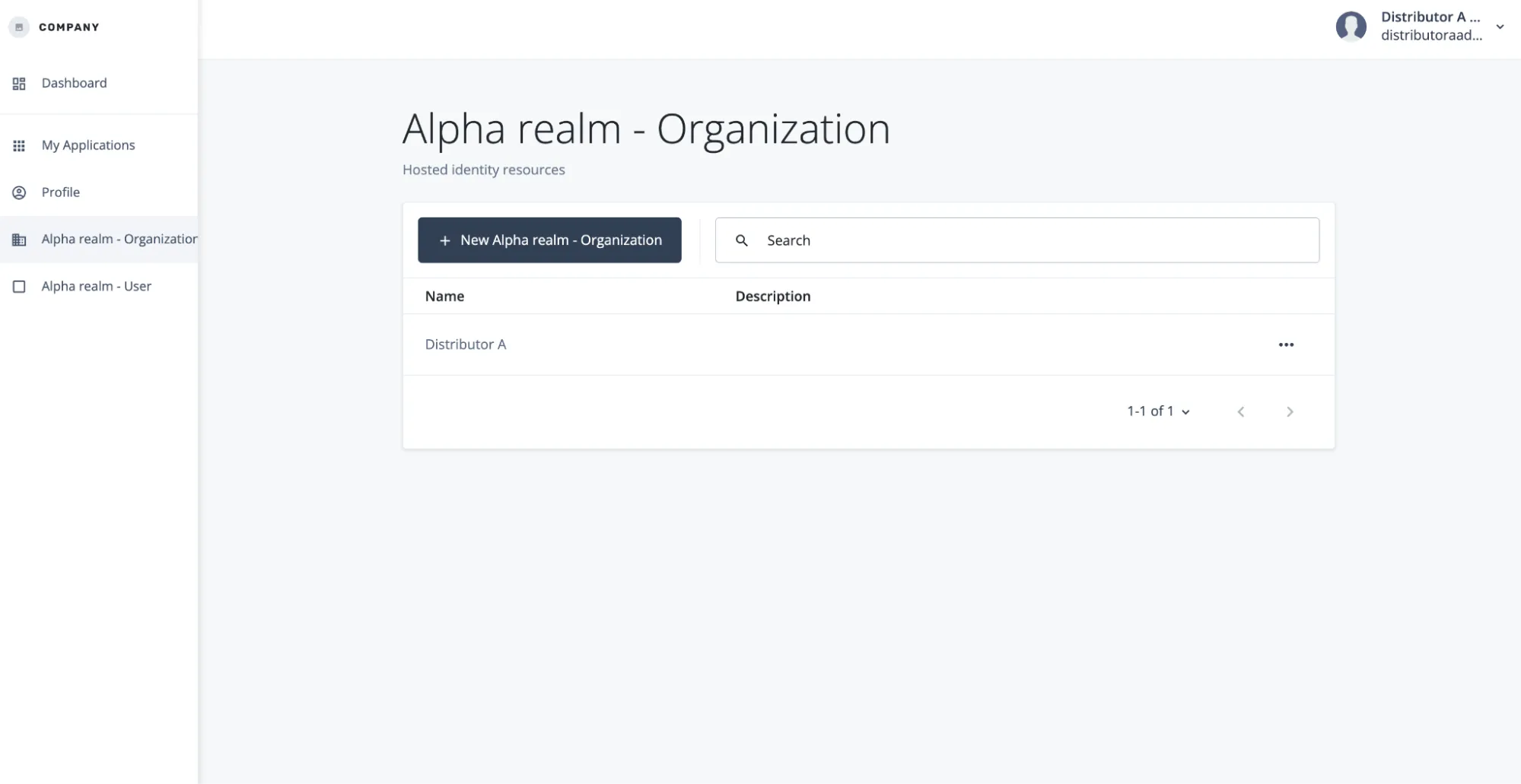 A screenshot of the distributor A admin's view in which they can access Distributor A's organization
