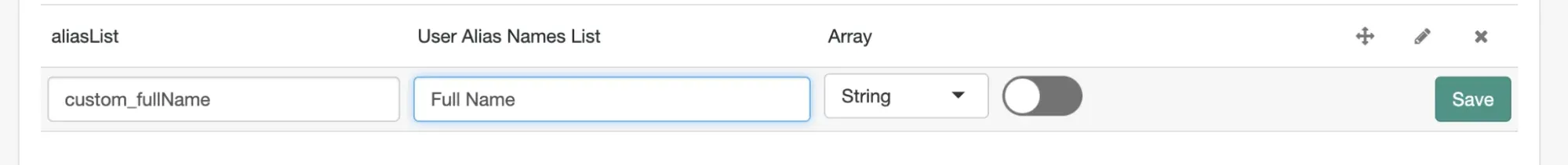 A screenshot of the user properties in which the custom_fullName property is being added