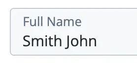 The in platform display of the full name in which Smith John is displayed