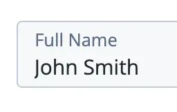 The in platform display of the full name, showing the example name of John Smith