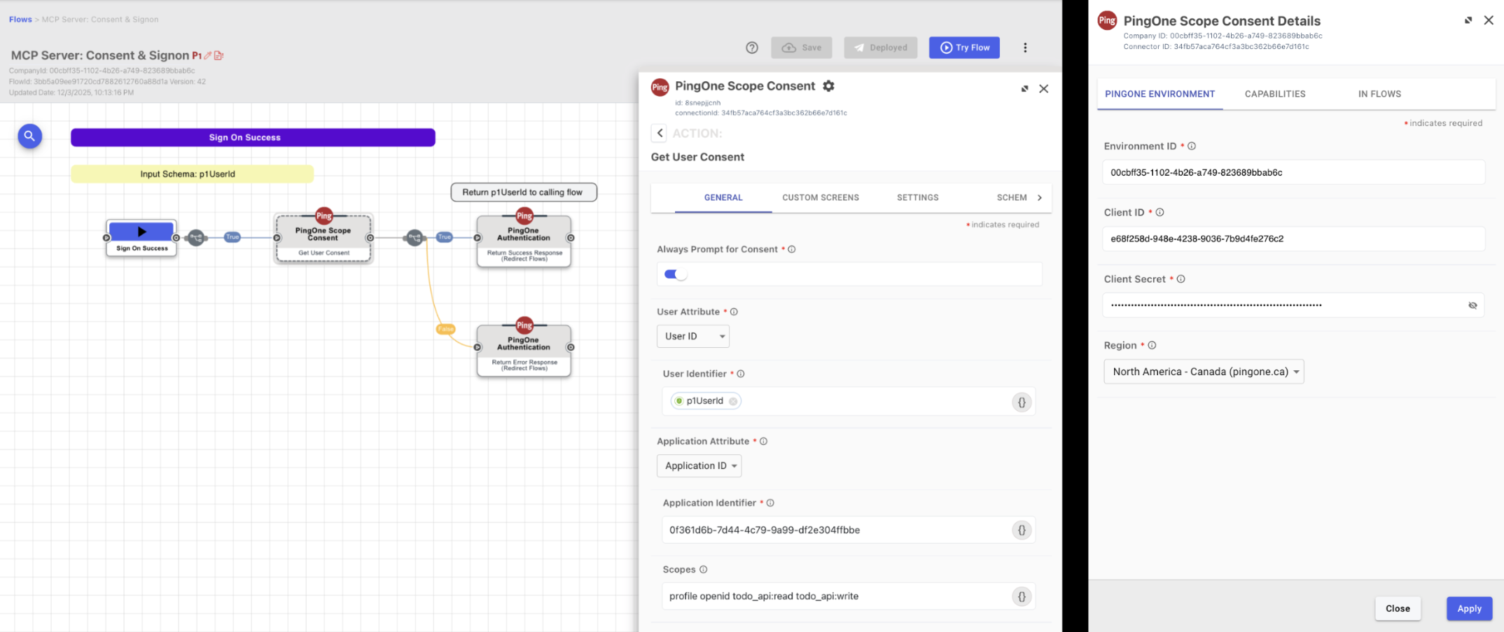 A screen capture of the DaVinci flow in PingOne.