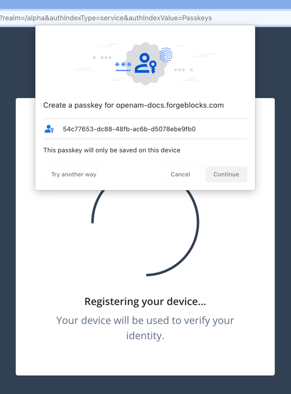 Browser prompt to create a new passkey