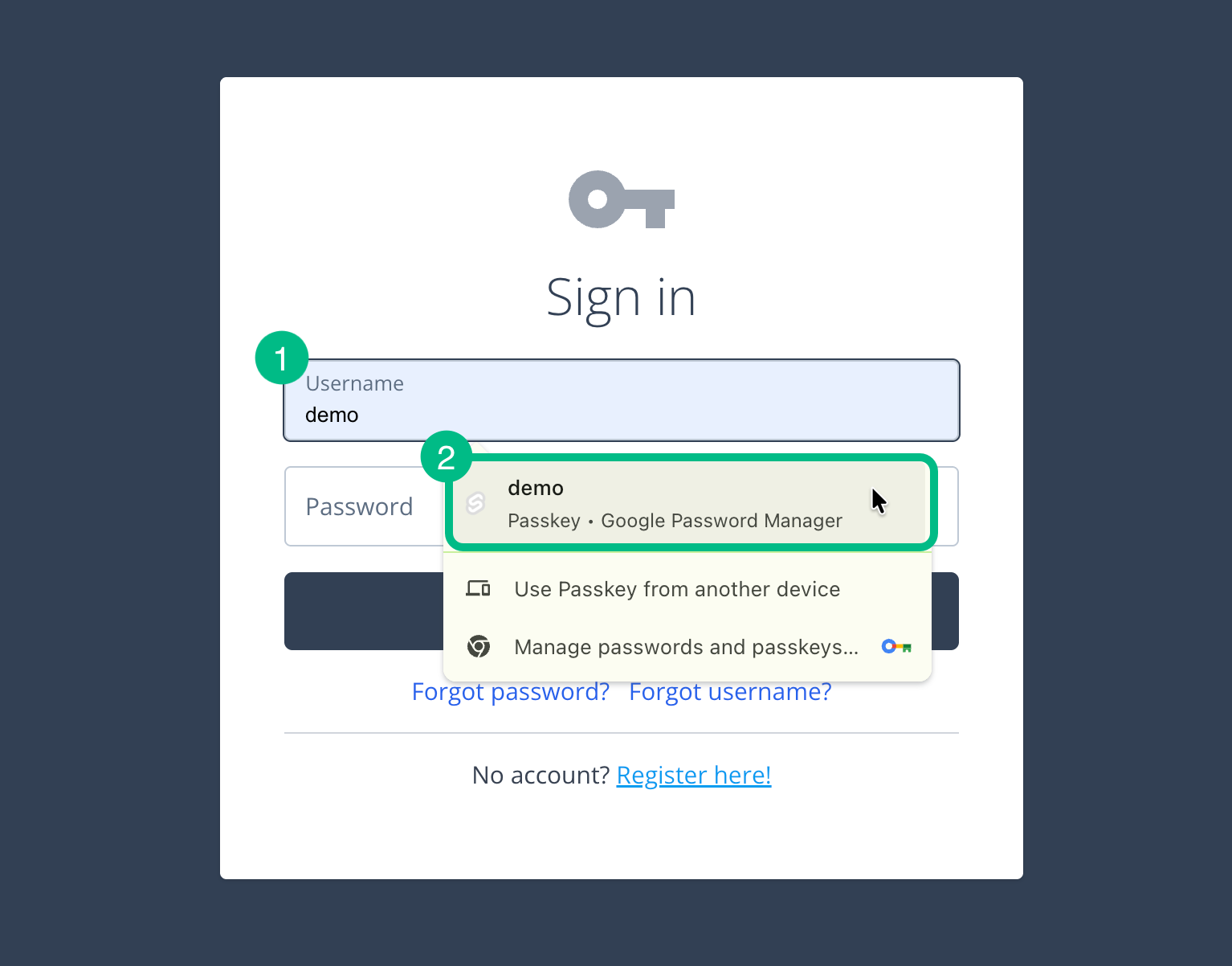 passkeys autofill sample app
