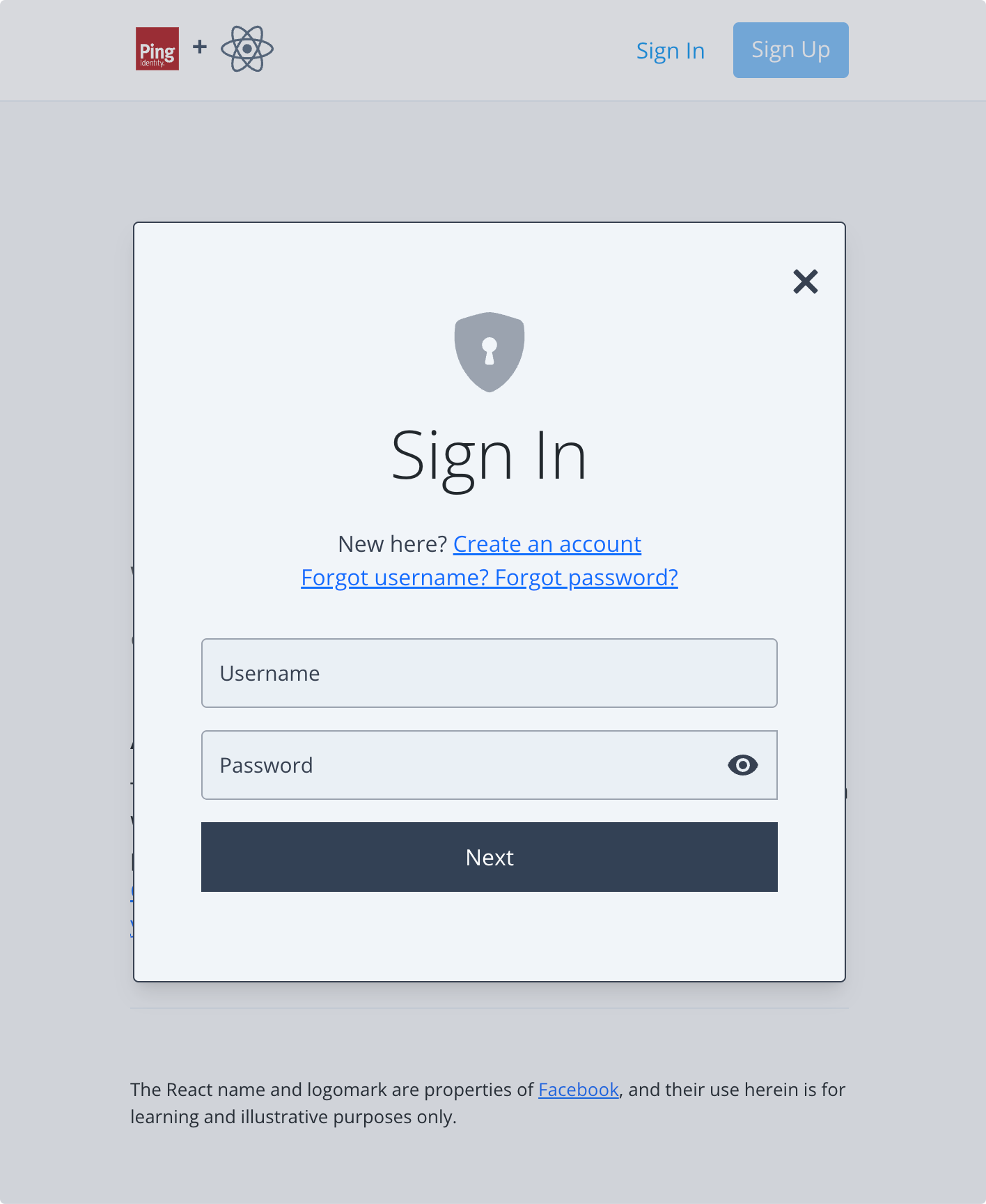 login widget modal