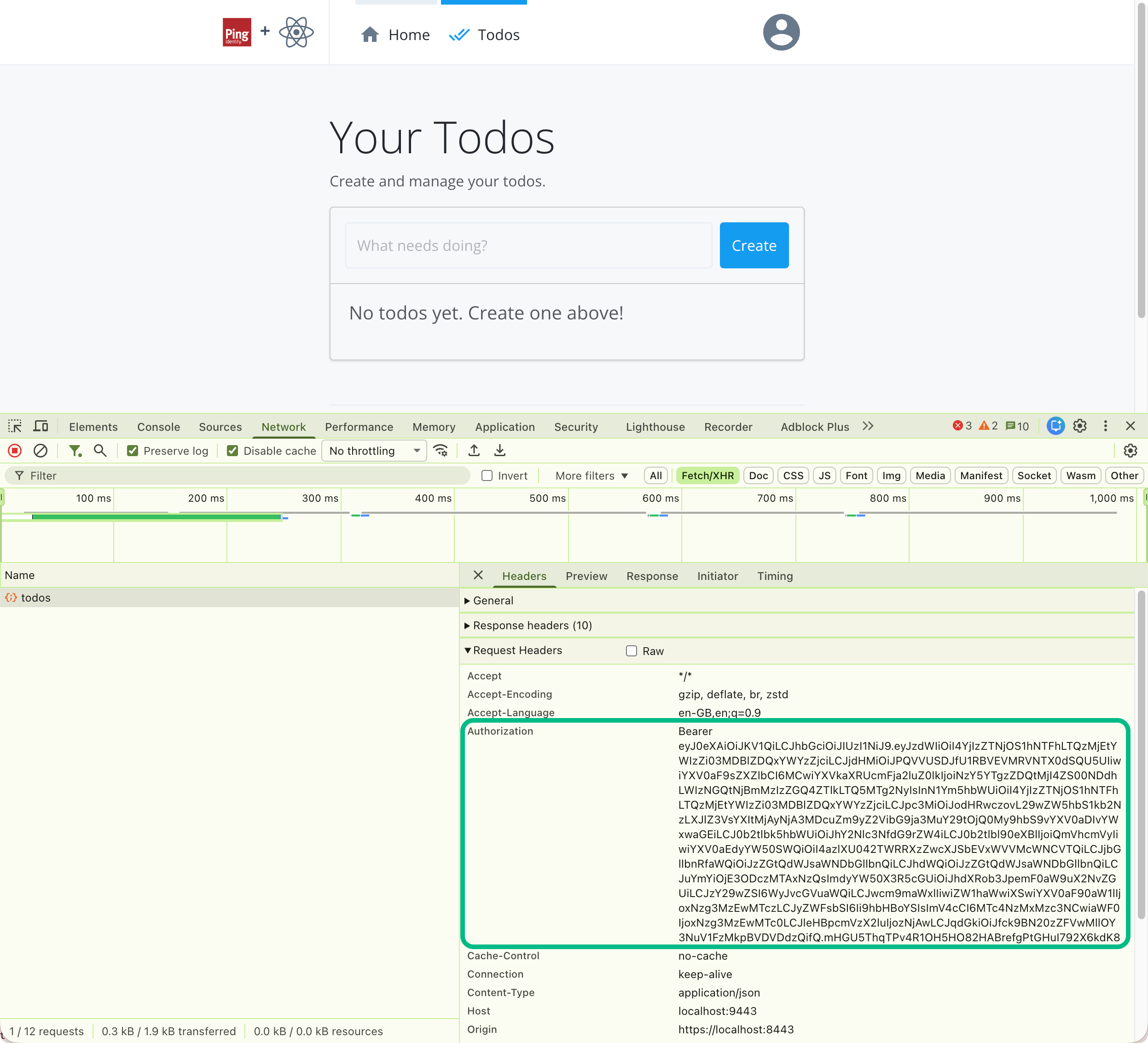 todo list and bearer token