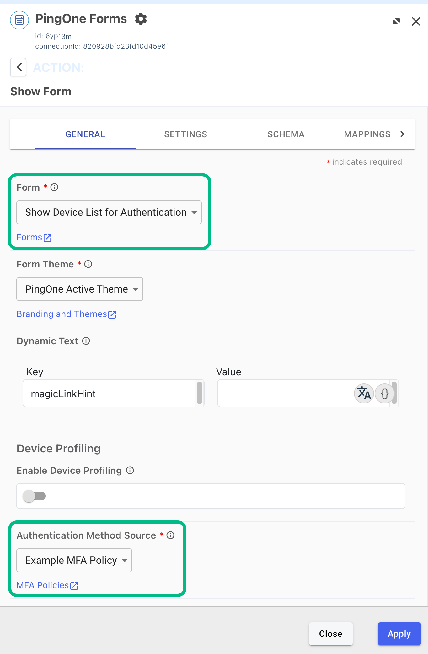 p1 flow fido show device auth config