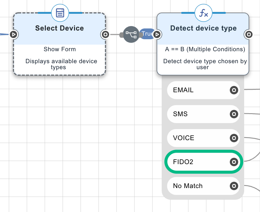 p1 flow fido2 device selection nodes
