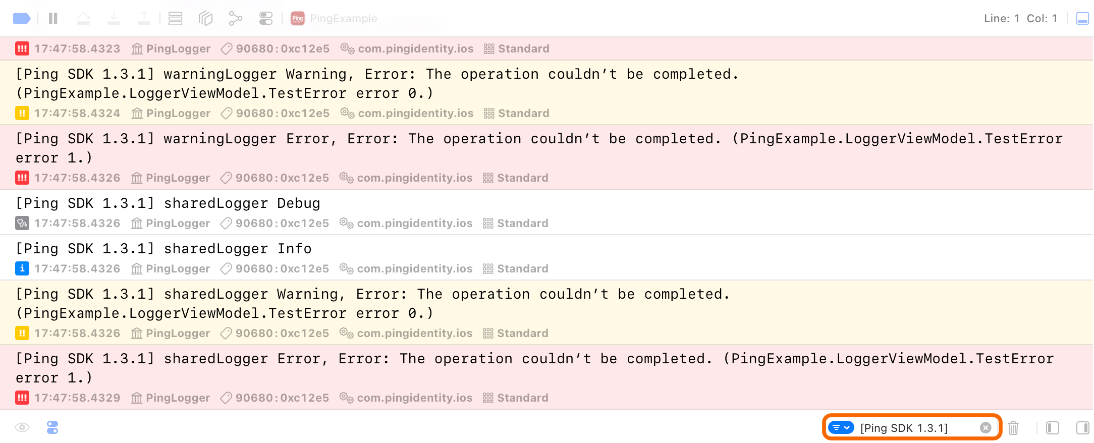 Filtering console output by tag, role=