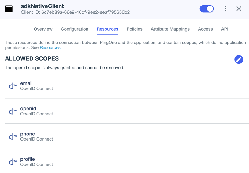 Adding scopes to an application.