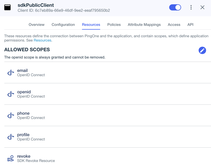 Adding scopes to an application.