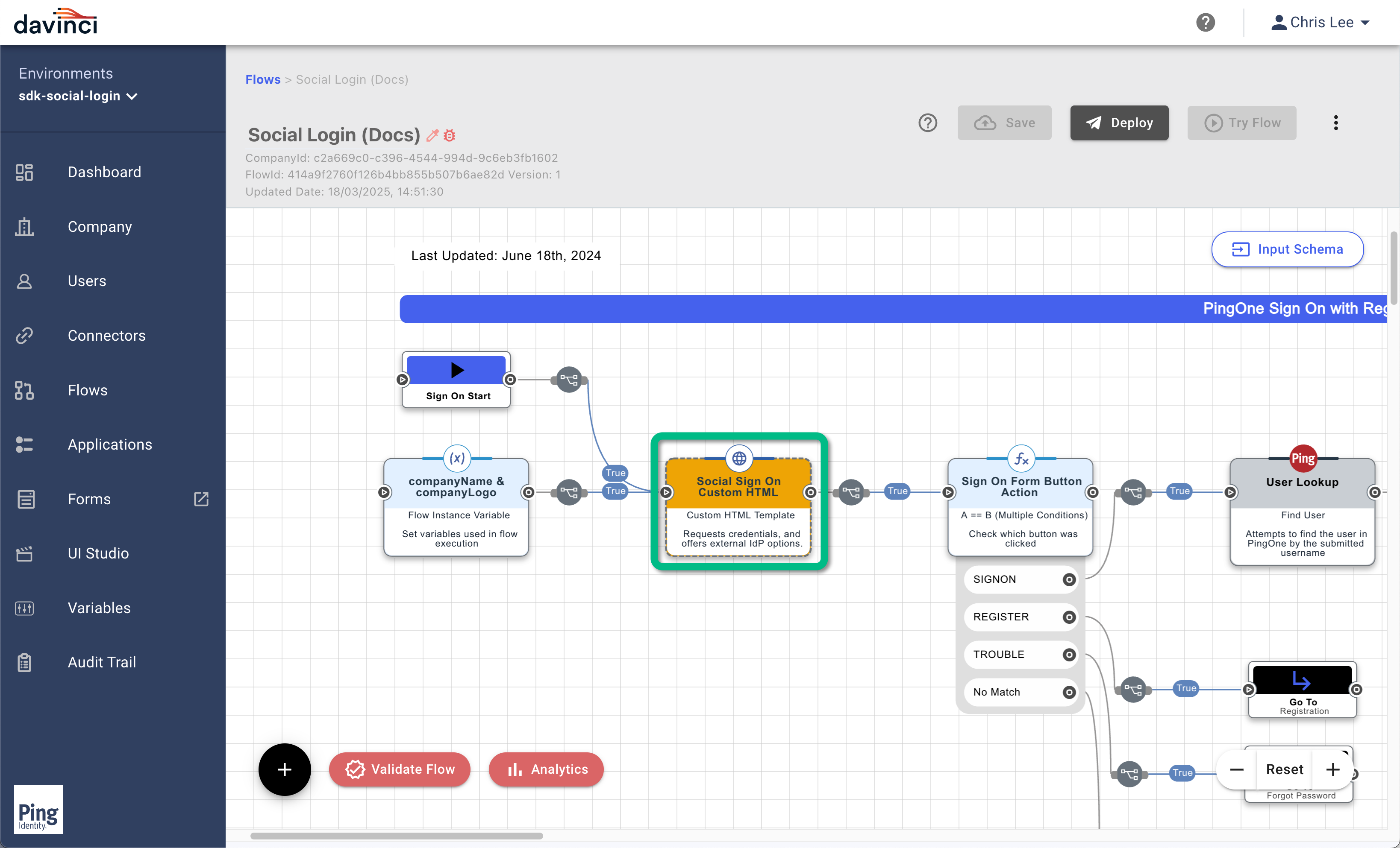 An HTTP connector added to a DaVinci flow.