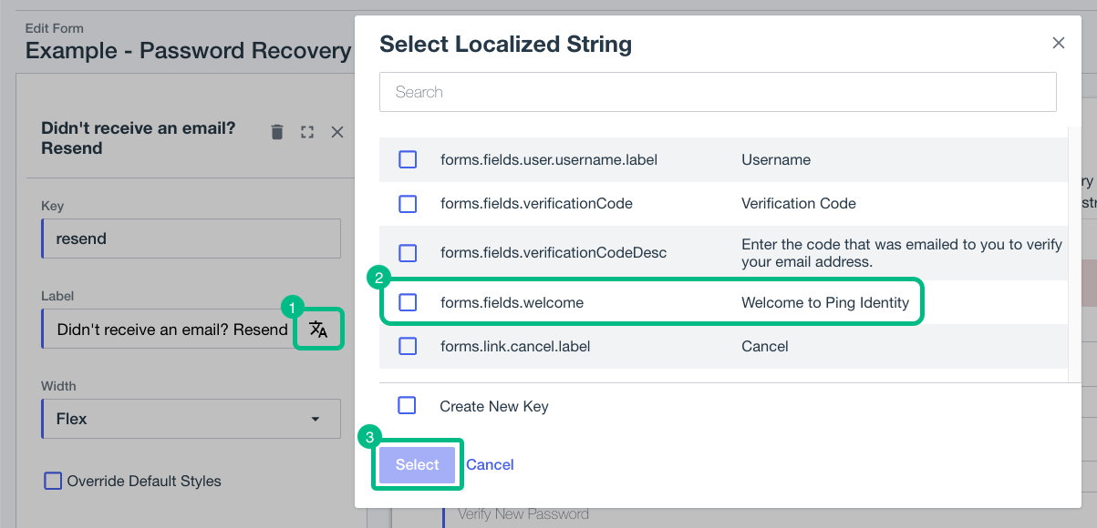 Adding localized strings to a PingOne form.