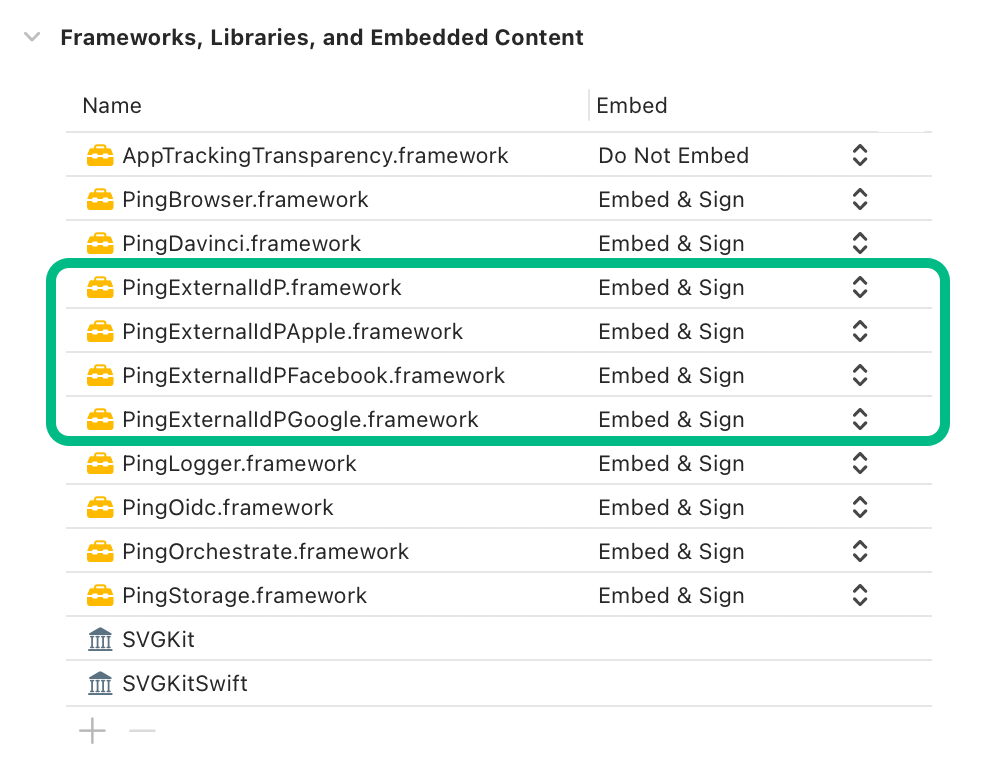 Adding native IdP dependencies to an iOS project.
