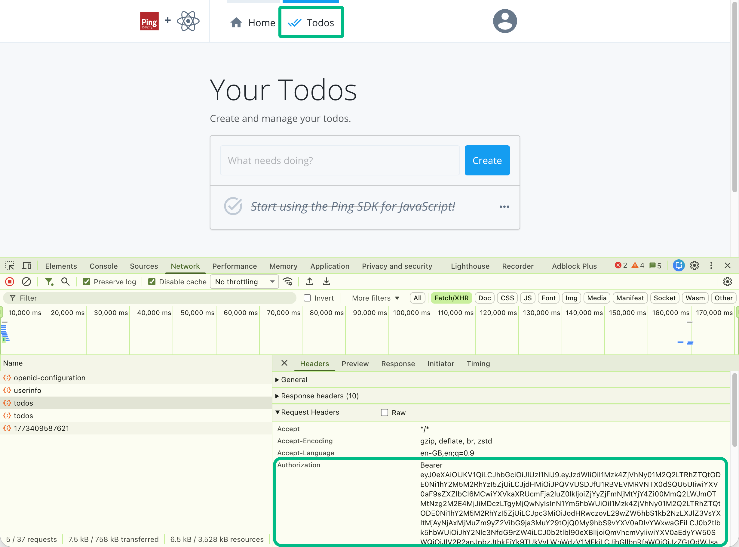 react journey access token