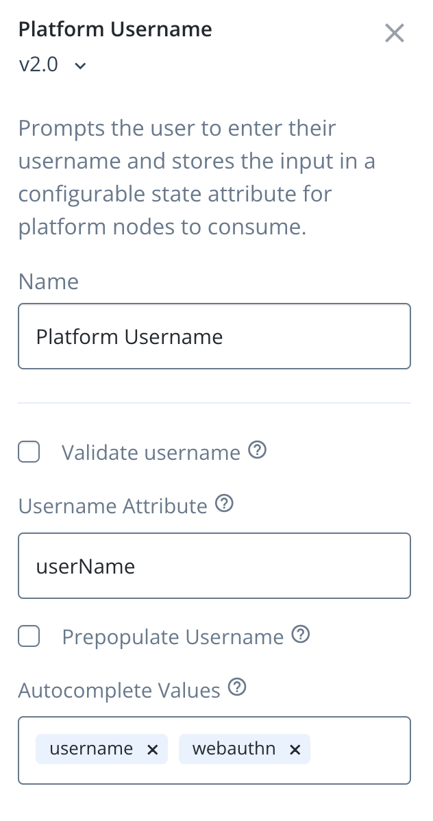 Configuring username nodes for passkey autofill