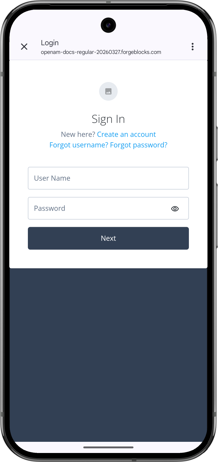 Starting the default authentication journey in the 'kotlin-oidc' sample app