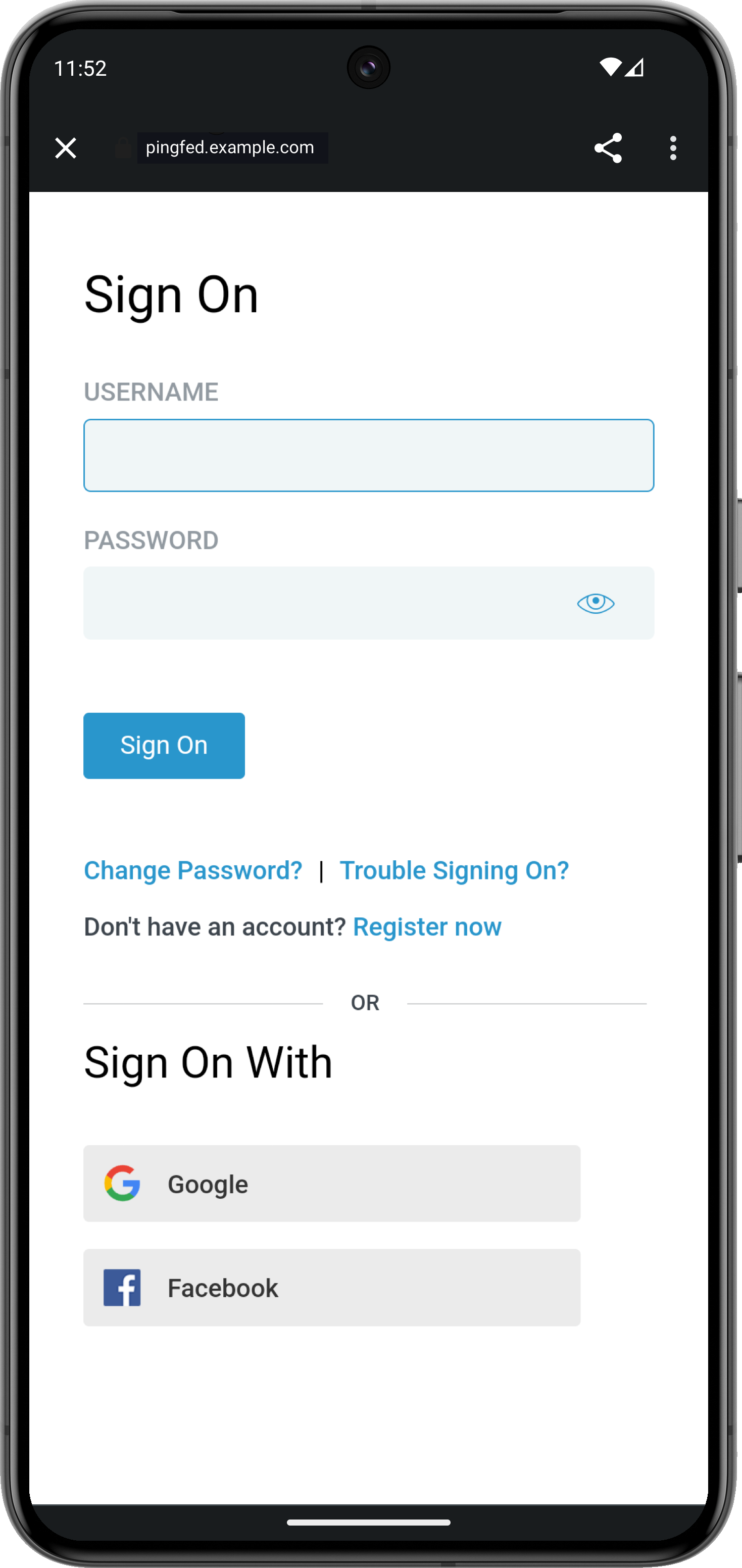 Signing on to PingFederate in the 'kotlin-oidc' sample app