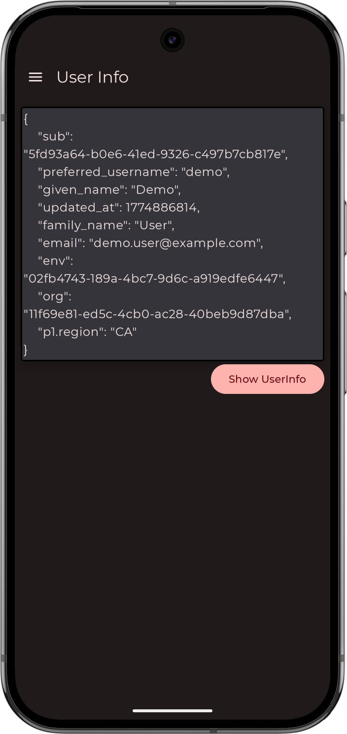 Showing user info in the 'kotlin-oidc' sample app