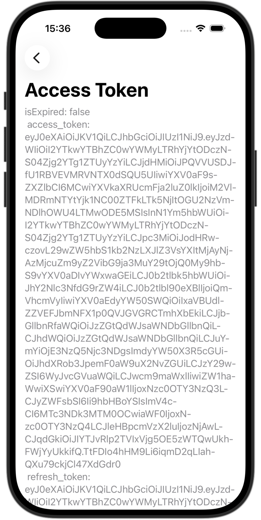 Access token in the 'swiftui-oidc-module' sample app
