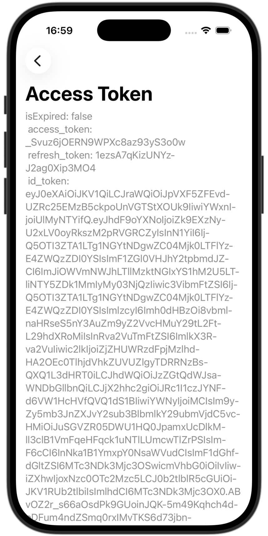 Access token in the 'swiftui-oidc-module' sample app