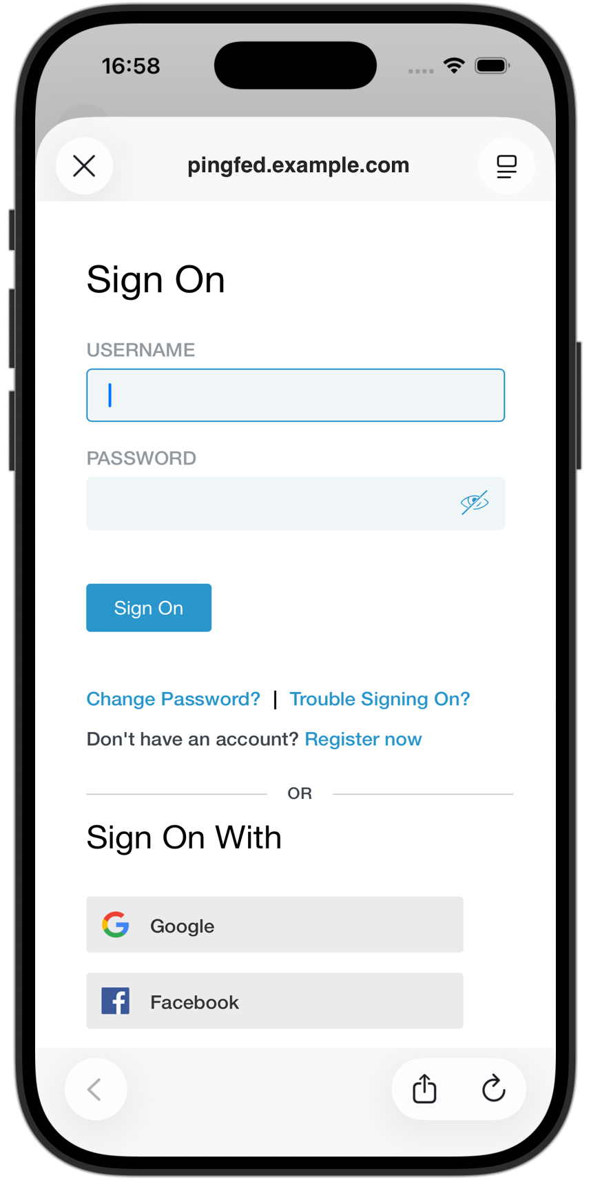 Signing on in the 'swiftui-oidc-module' sample app
