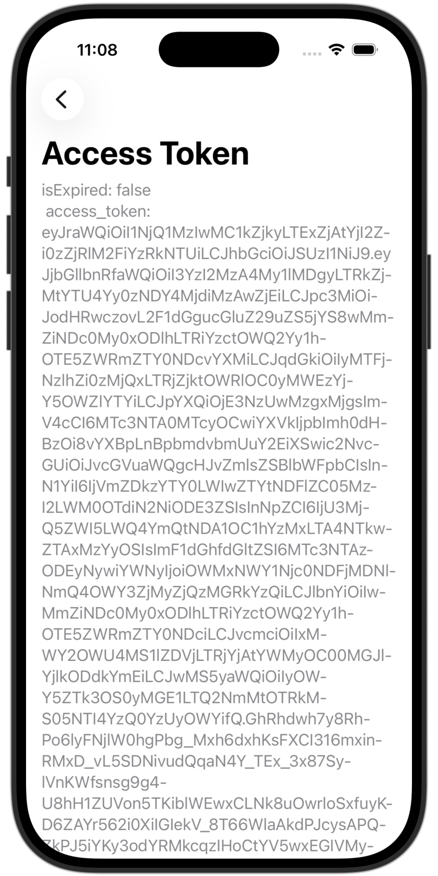 Access token in the 'swiftui-oidc-module' sample app
