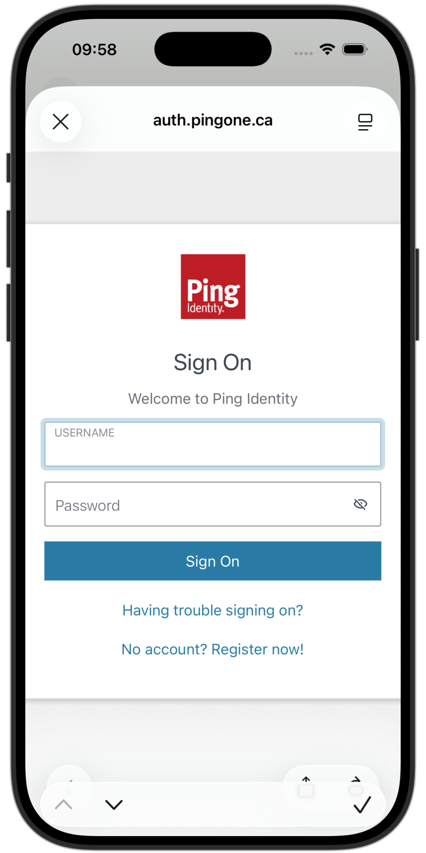 Signing on in the 'swiftui-oidc-module' sample app
