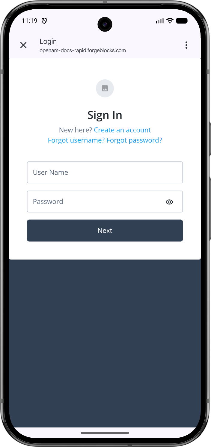 Starting the OIDC login flow in the 'reactnative-oidc' sample app
